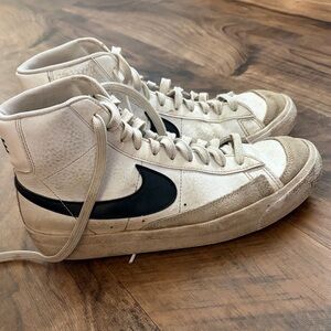 High-Top Sneakers with Black Swoosh